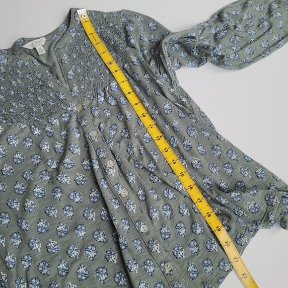 Lucky Brand Small Sage Green Boho Peasant Top Earthy Flowy - Picture 4 of 5